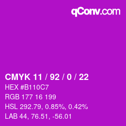 颜色代码: CMYK 11 / 92 / 0 / 22 | qconv.com