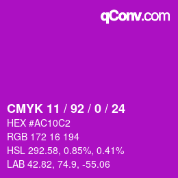 Farbcode: CMYK 11 / 92 / 0 / 24 | qconv.com