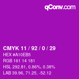 カラーコード: CMYK 11 / 92 / 0 / 29 | qconv.com
