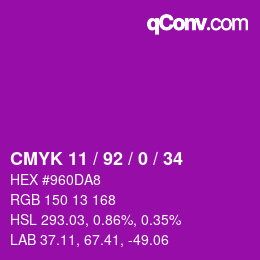 Color code: CMYK 11 / 92 / 0 / 34 | qconv.com