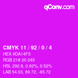Color code: CMYK 11 / 92 / 0 / 4 | qconv.com