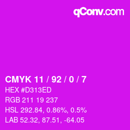 カラーコード: CMYK 11 / 92 / 0 / 7 | qconv.com