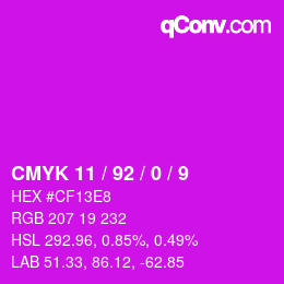 カラーコード: CMYK 11 / 92 / 0 / 9 | qconv.com