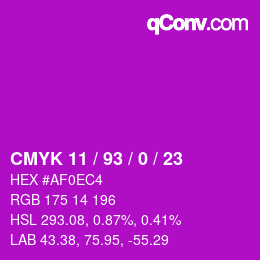 Farbcode: CMYK 11 / 93 / 0 / 23 | qconv.com