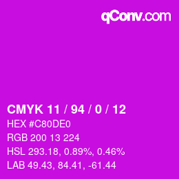 Farbcode: CMYK 11 / 94 / 0 / 12 | qconv.com