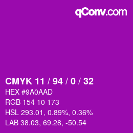 カラーコード: CMYK 11 / 94 / 0 / 32 | qconv.com