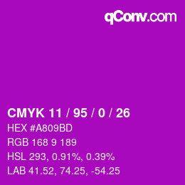 カラーコード: CMYK 11 / 95 / 0 / 26 | qconv.com