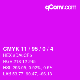 カラーコード: CMYK 11 / 95 / 0 / 4 | qconv.com