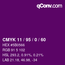 Farbcode: CMYK 11 / 95 / 0 / 60 | qconv.com
