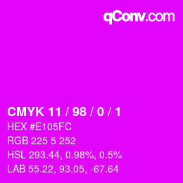 カラーコード: CMYK 11 / 98 / 0 / 1 | qconv.com