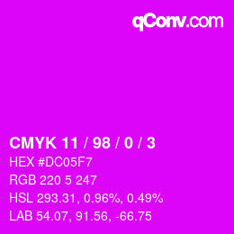 カラーコード: CMYK 11 / 98 / 0 / 3 | qconv.com