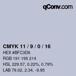 カラーコード: CMYK 11 / 9 / 0 / 16 | qconv.com