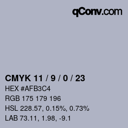 Color code: CMYK 11 / 9 / 0 / 23 | qconv.com