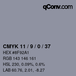 Color code: CMYK 11 / 9 / 0 / 37 | qconv.com