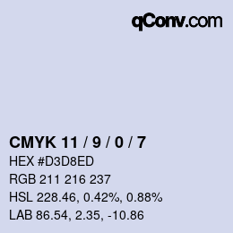 カラーコード: CMYK 11 / 9 / 0 / 7 | qconv.com