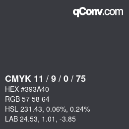 Color code: CMYK 11 / 9 / 0 / 75 | qconv.com