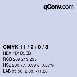 カラーコード: CMYK 11 / 9 / 0 / 8 | qconv.com