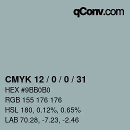 Farbcode: CMYK 12 / 0 / 0 / 31 | qconv.com