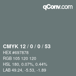 Color code: CMYK 12 / 0 / 0 / 53 | qconv.com