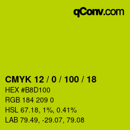 Color code: CMYK 12 / 0 / 100 / 18 | qconv.com