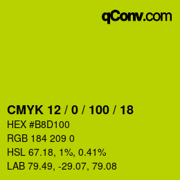 カラーコード: CMYK 12 / 0 / 100 / 18 | qconv.com