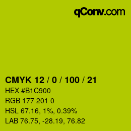 颜色代码: CMYK 12 / 0 / 100 / 21 | qconv.com