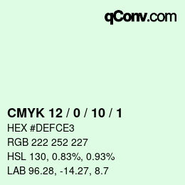 カラーコード: CMYK 12 / 0 / 10 / 1 | qconv.com