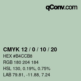 カラーコード: CMYK 12 / 0 / 10 / 20 | qconv.com