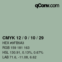 カラーコード: CMYK 12 / 0 / 10 / 29 | qconv.com
