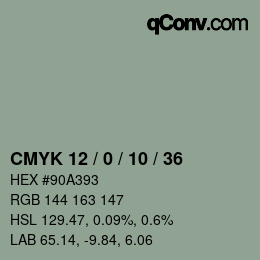 カラーコード: CMYK 12 / 0 / 10 / 36 | qconv.com