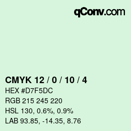 カラーコード: CMYK 12 / 0 / 10 / 4 | qconv.com