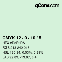 カラーコード: CMYK 12 / 0 / 10 / 5 | qconv.com