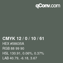 Color code: CMYK 12 / 0 / 10 / 61 | qconv.com
