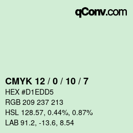 カラーコード: CMYK 12 / 0 / 10 / 7 | qconv.com