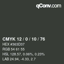 カラーコード: CMYK 12 / 0 / 10 / 76 | qconv.com