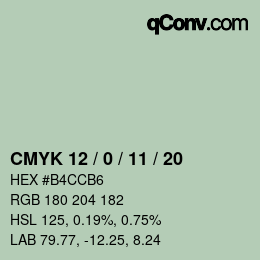 カラーコード: CMYK 12 / 0 / 11 / 20 | qconv.com