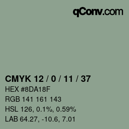 カラーコード: CMYK 12 / 0 / 11 / 37 | qconv.com