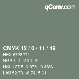 Código de color: CMYK 12 / 0 / 11 / 49 | qconv.com