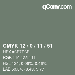 Color code: CMYK 12 / 0 / 11 / 51 | qconv.com
