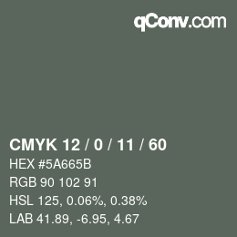 颜色代码: CMYK 12 / 0 / 11 / 60 | qconv.com