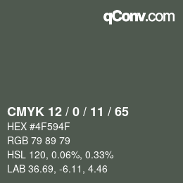 Color code: CMYK 12 / 0 / 11 / 65 | qconv.com