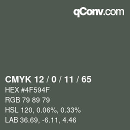 Color code: CMYK 12 / 0 / 11 / 65 | qconv.com