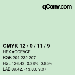 颜色代码: CMYK 12 / 0 / 11 / 9 | qconv.com