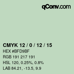 カラーコード: CMYK 12 / 0 / 12 / 15 | qconv.com