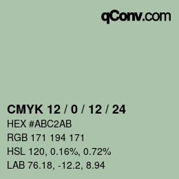 カラーコード: CMYK 12 / 0 / 12 / 24 | qconv.com