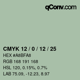 Color code: CMYK 12 / 0 / 12 / 25 | qconv.com