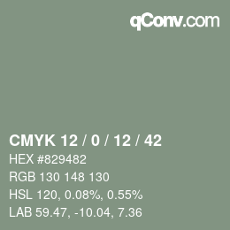 Color code: CMYK 12 / 0 / 12 / 42 | qconv.com