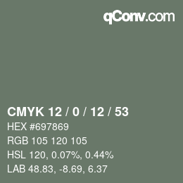 Color code: CMYK 12 / 0 / 12 / 53 | qconv.com