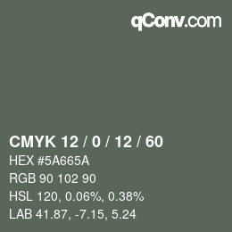 颜色代码: CMYK 12 / 0 / 12 / 60 | qconv.com