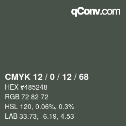 Color code: CMYK 12 / 0 / 12 / 68 | qconv.com